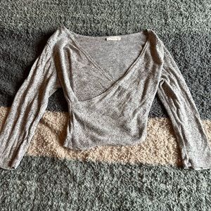 Cropped mid sleeve wrap top